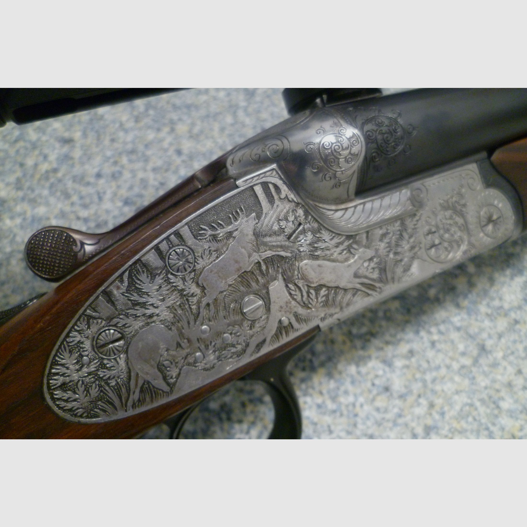 Seitenschloss-Drilling F.W. Heym 16/70 & 7x57R