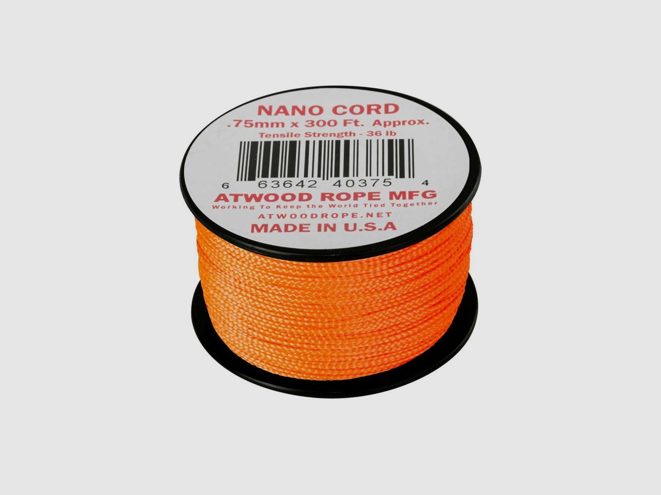 NANO CORD PARACORD 300 Ft. NEON ORANGE