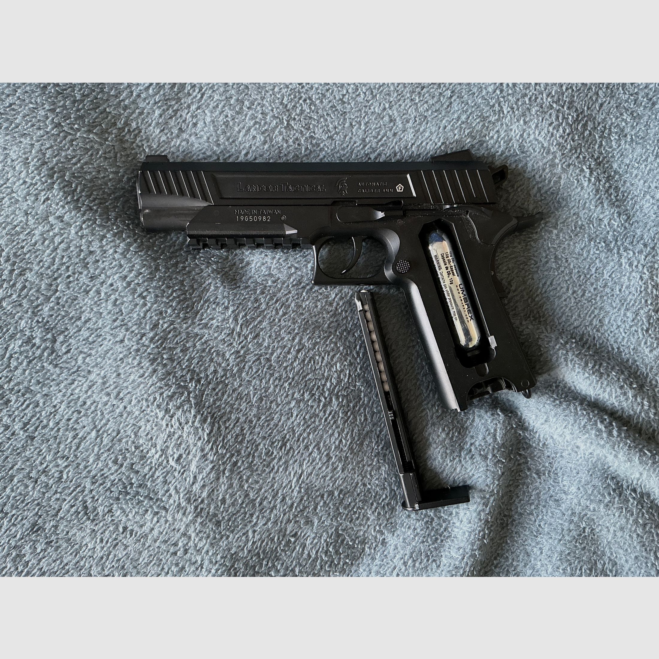 Lancer Tactical LTX-50B 1911 Black, CO2, GBB, Airsoft, Pistole, 1,5 J, Blowback, Metallpistole