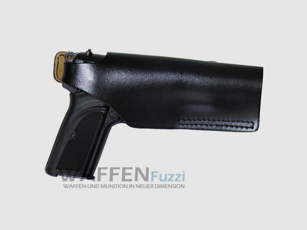 Schnellziehholster mit Gürtelschlaufe Vollrindleder für Browning, Walther und mehr, schwarz