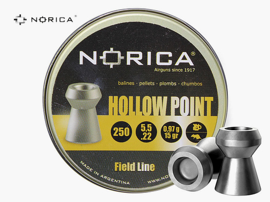 250 StĂĽck NORICA Hohlspitz Diabolo HOLLOW POINT, Kaliber 5,5 mm, 0,97 g