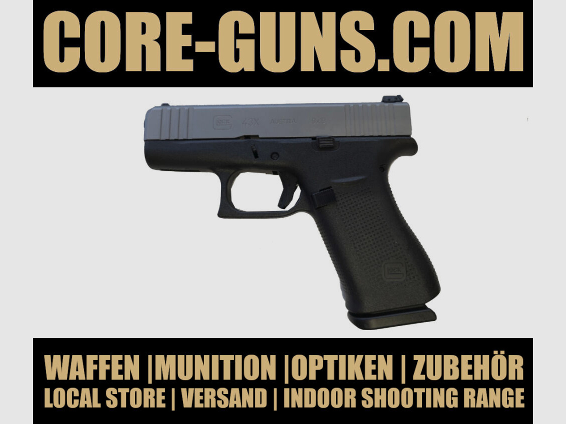Glock GH Pistool Glock 43X zilveren slide 9mm Luger *EWB verplicht direct beschikbaar