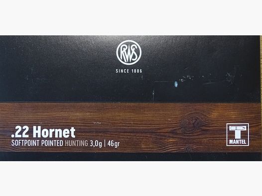 RWS .22 Hornet Soft Point 46grs - 20 rounds