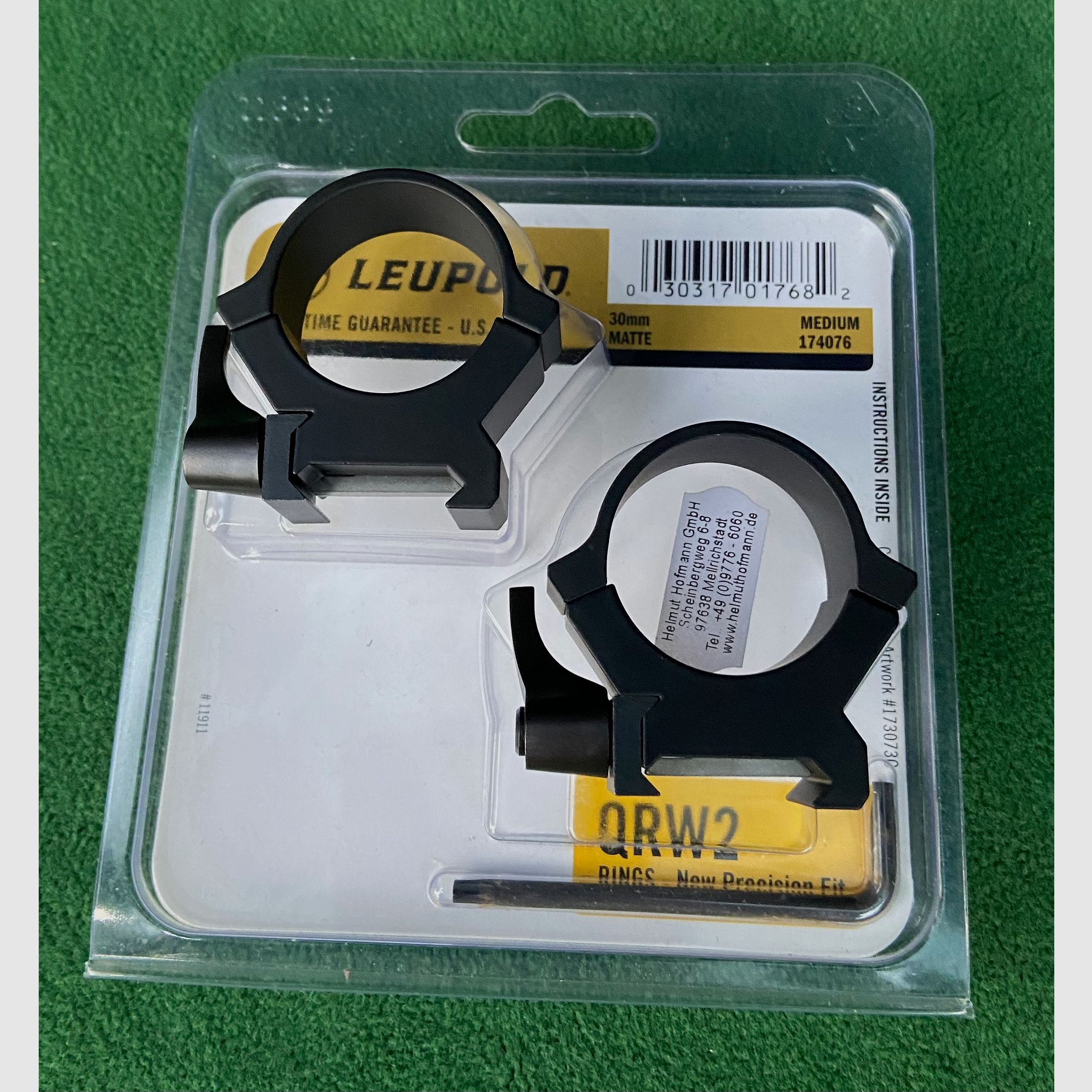 Leupold QRW2 Mounting RINGS 30mm Medium (H=9.13) with quick release lever, steel, matte, zdjęcie 2 z 4