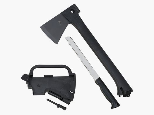 Witharmour Woodman Axt, Säge im Griff, Feuerstarter, Trage-Scheide