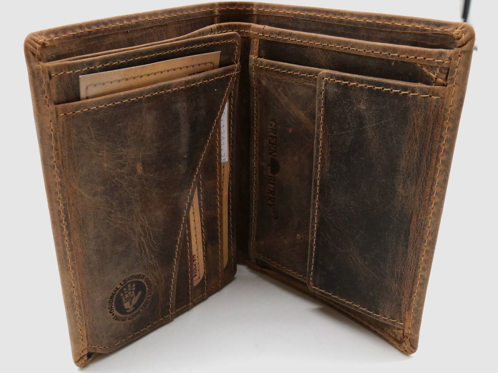 Greenburry Leder Geldbörse braun Vintage Animal Collection Hirschkopf Royal Stag 1701-RS-25