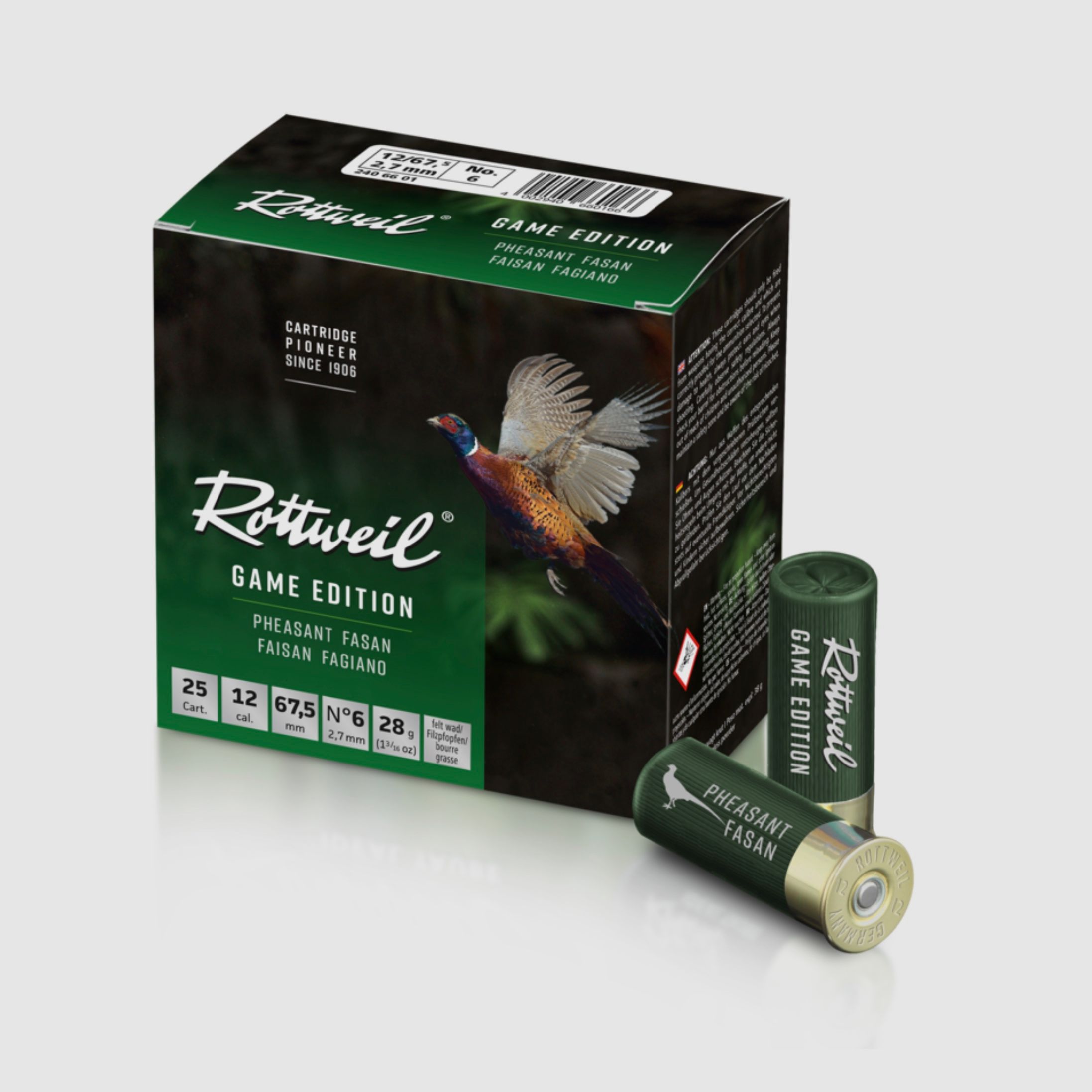 Rottweil 2406601 Game Edition Fasan 12/67,5 2,7 mm Schrotpatrone