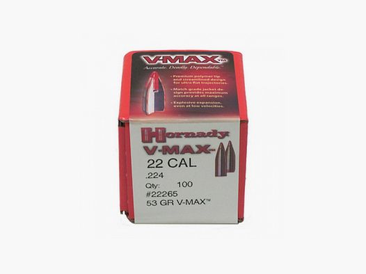 HORNADY GESCHOSSE 22/224 53 GRS / 3,43 G V-MAX 100 STK