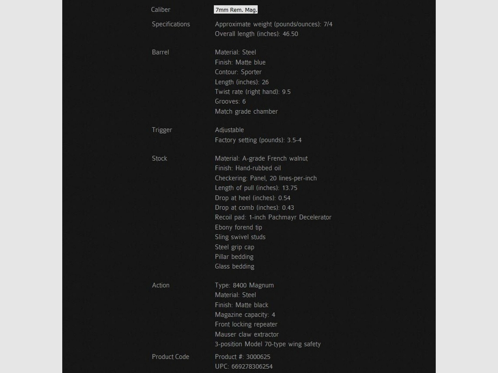 Kimber 8400 Classic Select Grade 26" (26 Zoll) 7mmRemMag