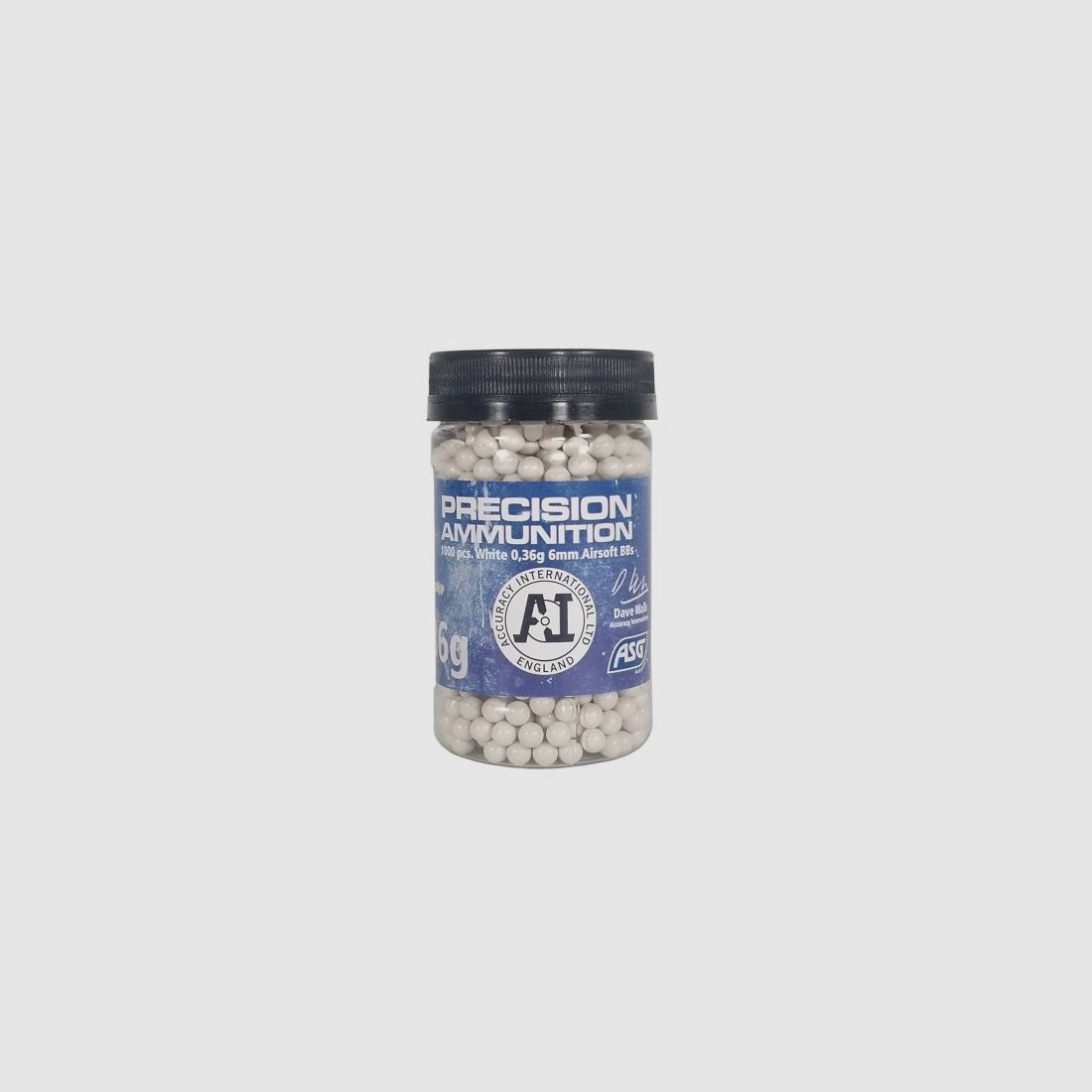 0,36 g witte precisieballen in pot van 1000