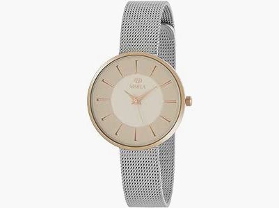 Marea Analog Uhr Damen B41245/8 Extraplano, mit Edelstahlarmband, beiger Zifferblatt und Roségold Gehäuse