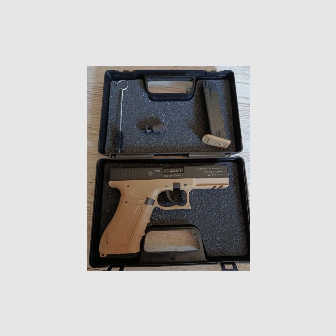 Zoraki 917 Desert TAN pistolet à blanc 9 mm P.A.K. PTB 1023 avec mallette