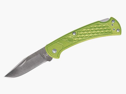Coltello pieghevole Buck 112 SLIM SELECT, verde-giallo, Back Lock, manici in plastica, estrattore per unghie, clip per cintura