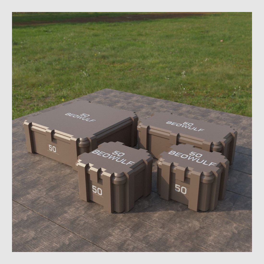 Filamelt Munitionsbox / Ammo Box .50 Beowulf – Patronenbox ‘Klappdeckel’ – 20 / 25 / 50 / 100 Runden