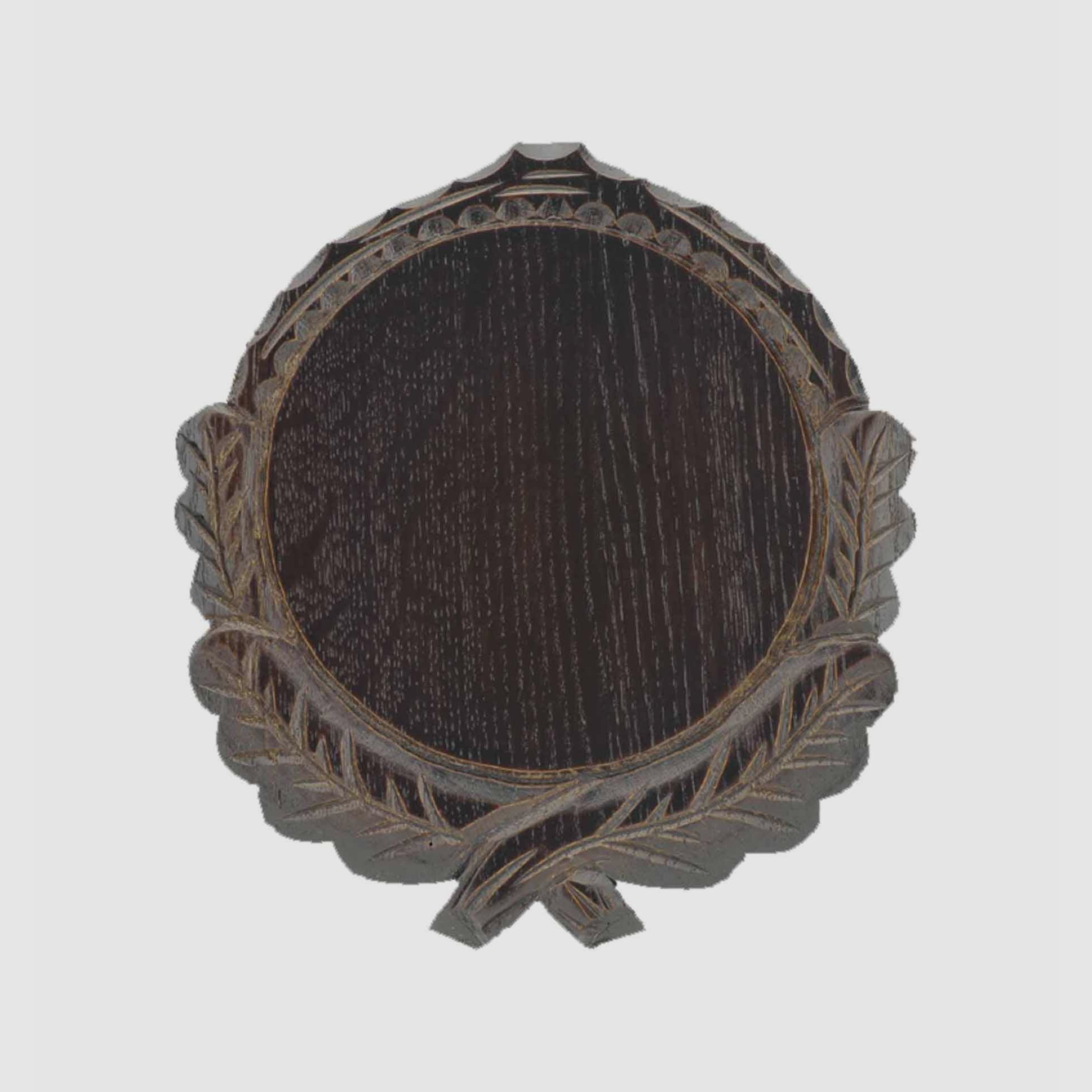 Trophäenschild für Keiler geschnitzt 14 cm dunkel