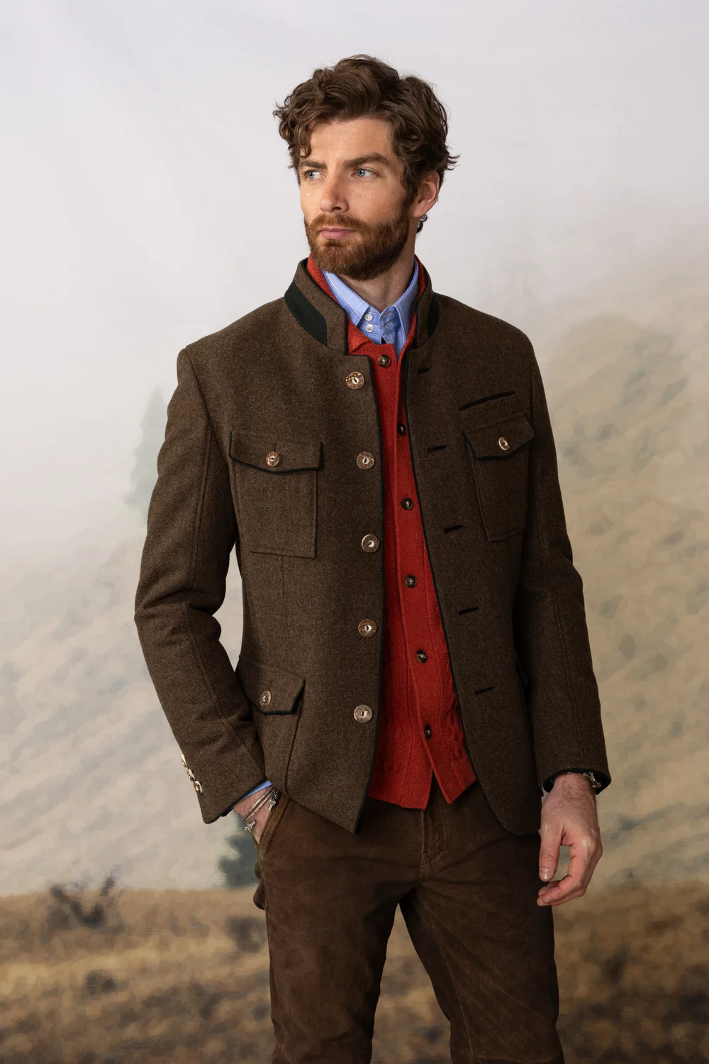 Habsburg Loden Veste de Chasse Adrian en Brun