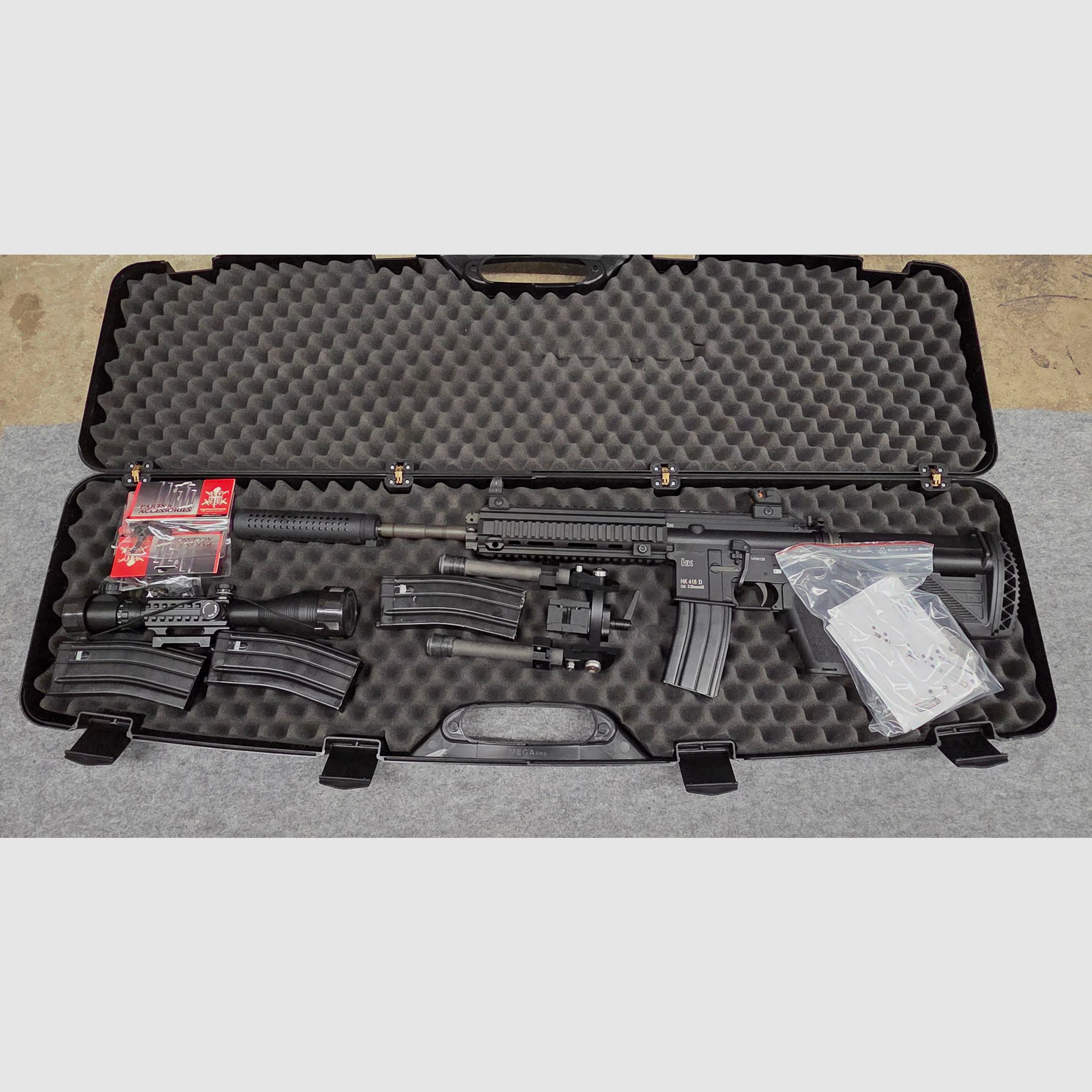 Neuwertige Gas Blowback HK416  GBB mit V3 Nozzle Stahl Bolt viel neues Zubehör Tuning Softair Gewehr ab 18 Jahre 6mm BB