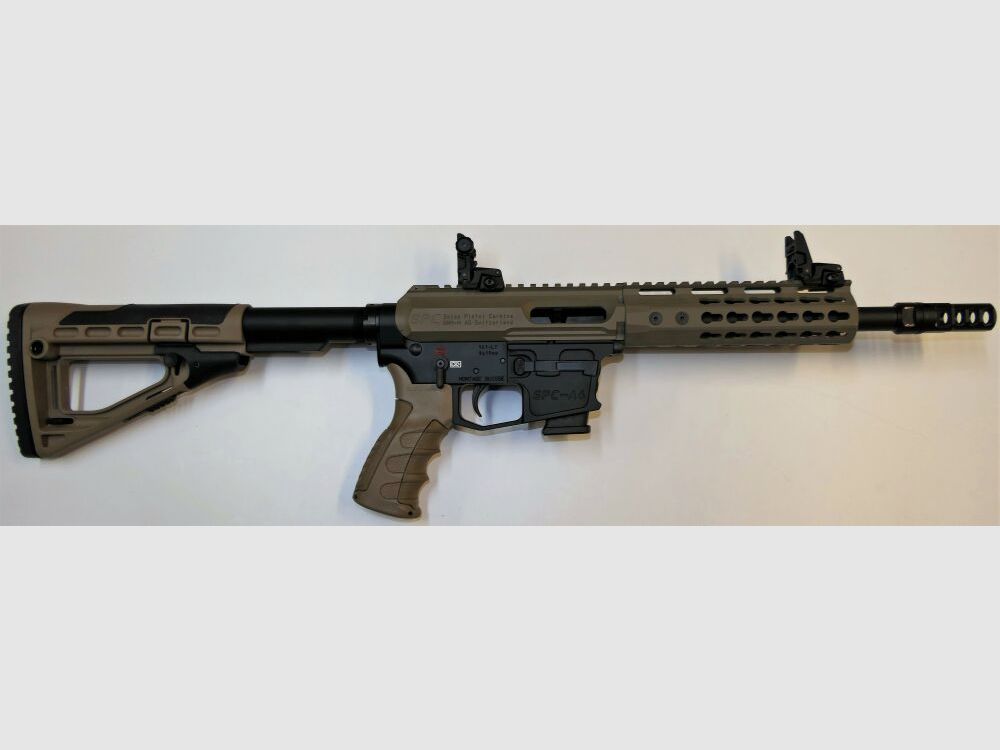 GWMH Selbstladebüchse GWMH SPC-HUNTER A4 10" (SWISS PISTOL CARBINE) FDE Kal.9x19 AR15 Glock Magazin