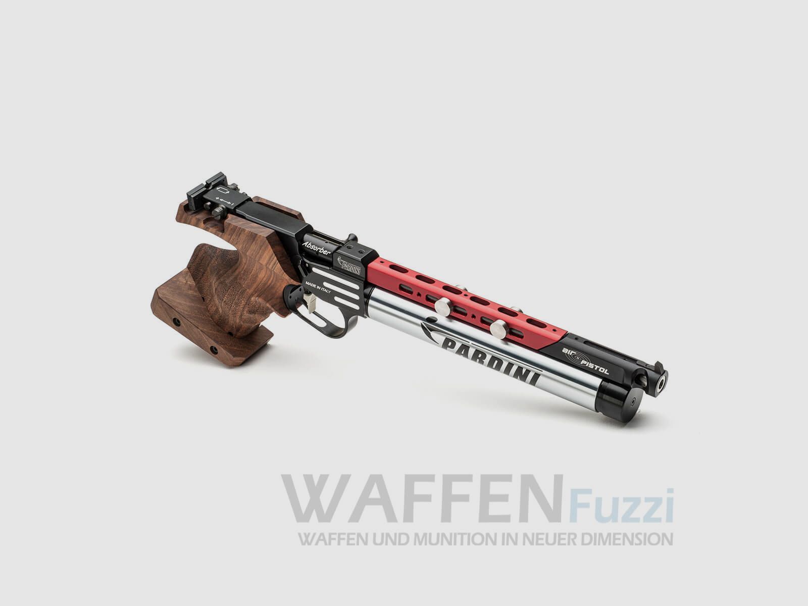 Pardini K12 Absorber pistolet à air précomprimé calibre 4,5 mm argent I rouge droit L