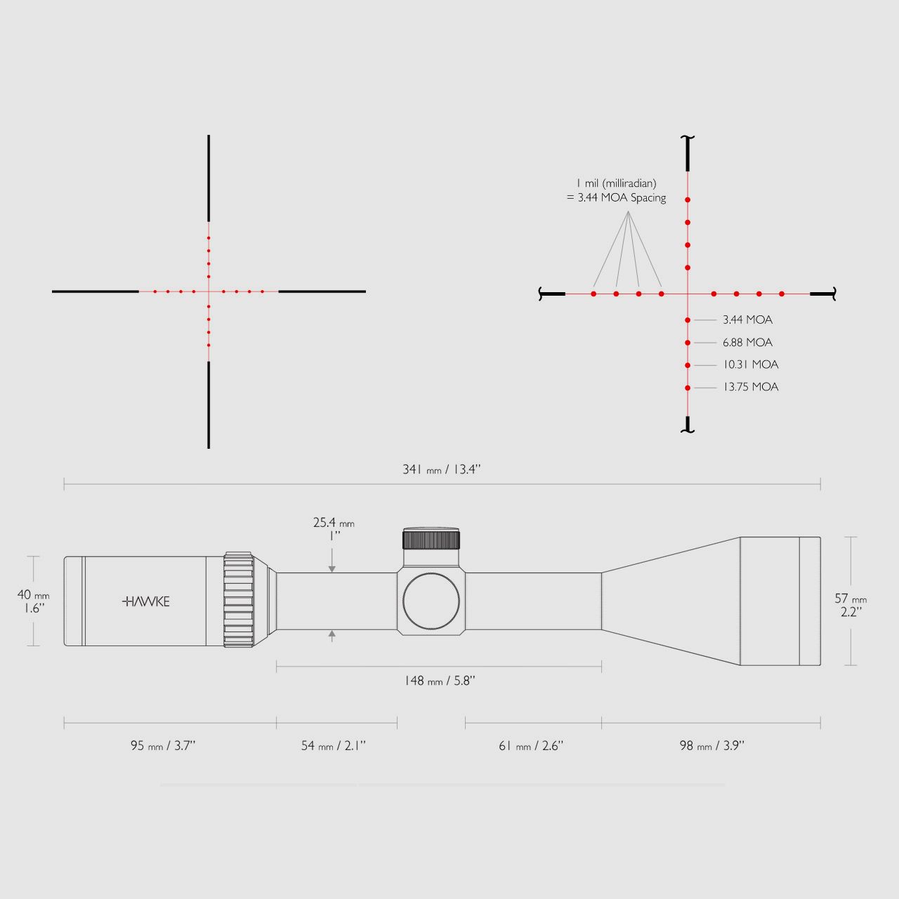 Zielfernrohr Hawke Vantage IR 4-12x50 Mil Dot Absehen 1 Zoll Tubus Schnellfokus