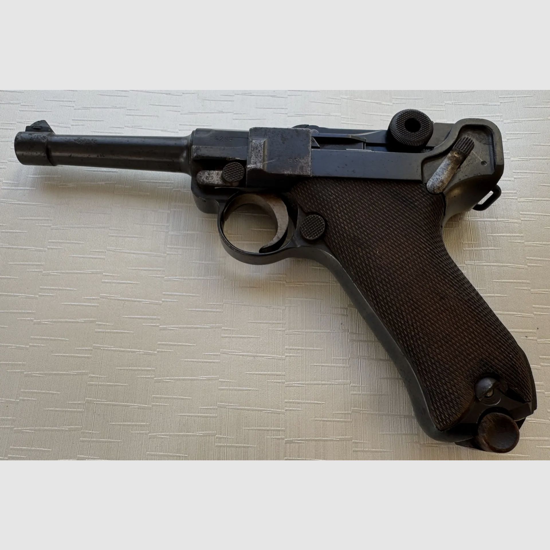 Luger P.08 (DWM 1916) conjunto completo con número coincidente: pistola, cargador y funda de cuero