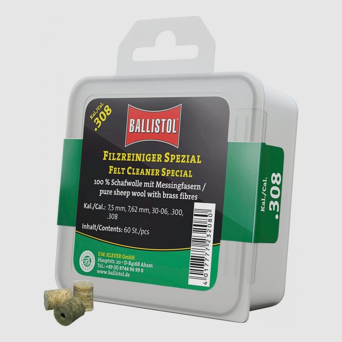BALLISTOL Limpiador Especial para Fieltro Cal.308, 60 Piezas, imagen 1 de 2