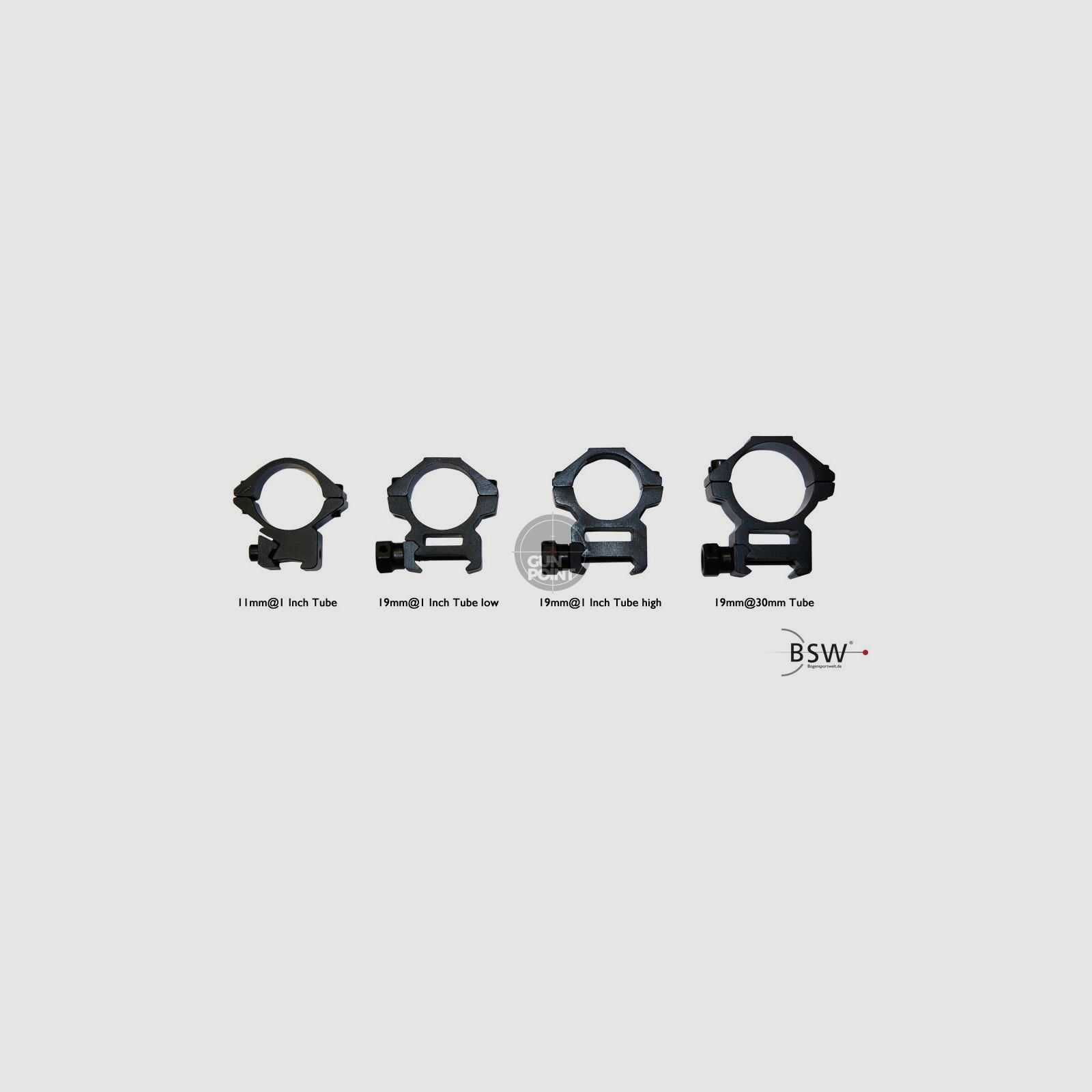 X-SCOPE Ringe fr Armbrste | 19mm@1 Inch - 2,54 cm Tube | low