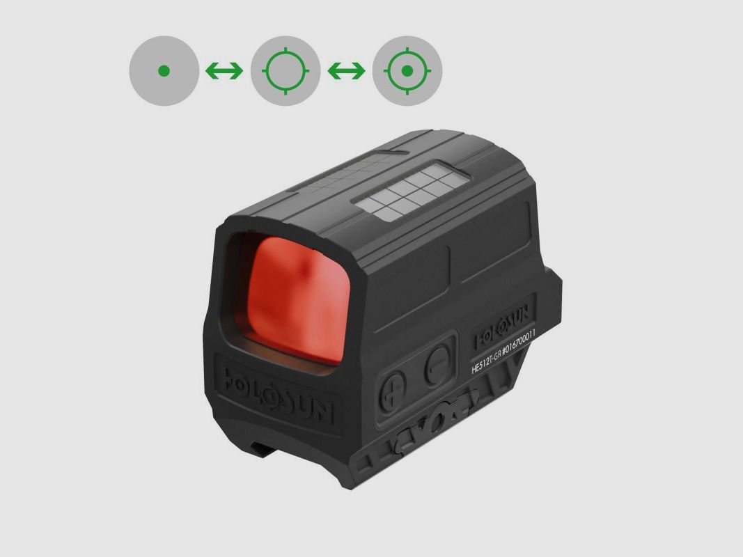 Holosun Reflexvisier HE512T-GR mit grünem Wechselabsehen: 2MOA Dot & 65MOA Circledot, Bild 1 von 6