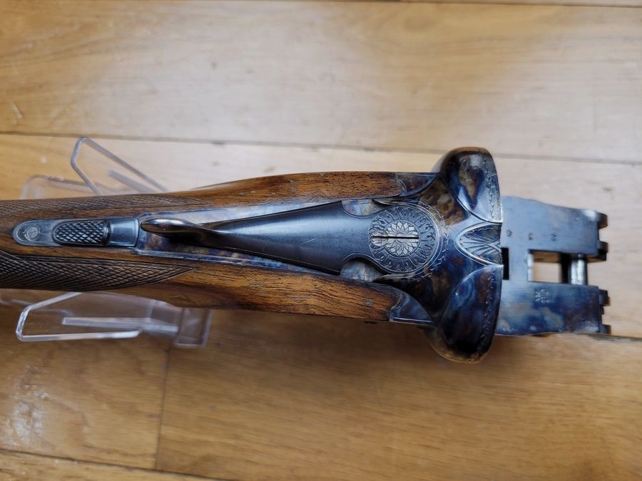 Luxuriöse Bockflinte Kaliber 12/70 – Läufe Jean Breuil im Halbblock – Herstellung Blondeau – Quasi neu – Sehr schöne Waffe, Bild 16 von 27