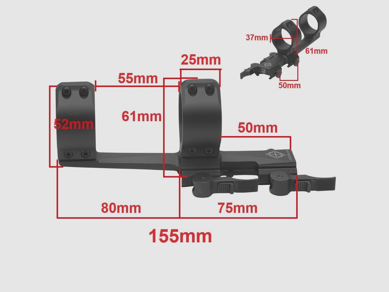 Sightmark Tactical AR 30mm LQD Montage Fixed Cantilever Mount AR-15 15 10 SLB Klemmontage PPC IPSC