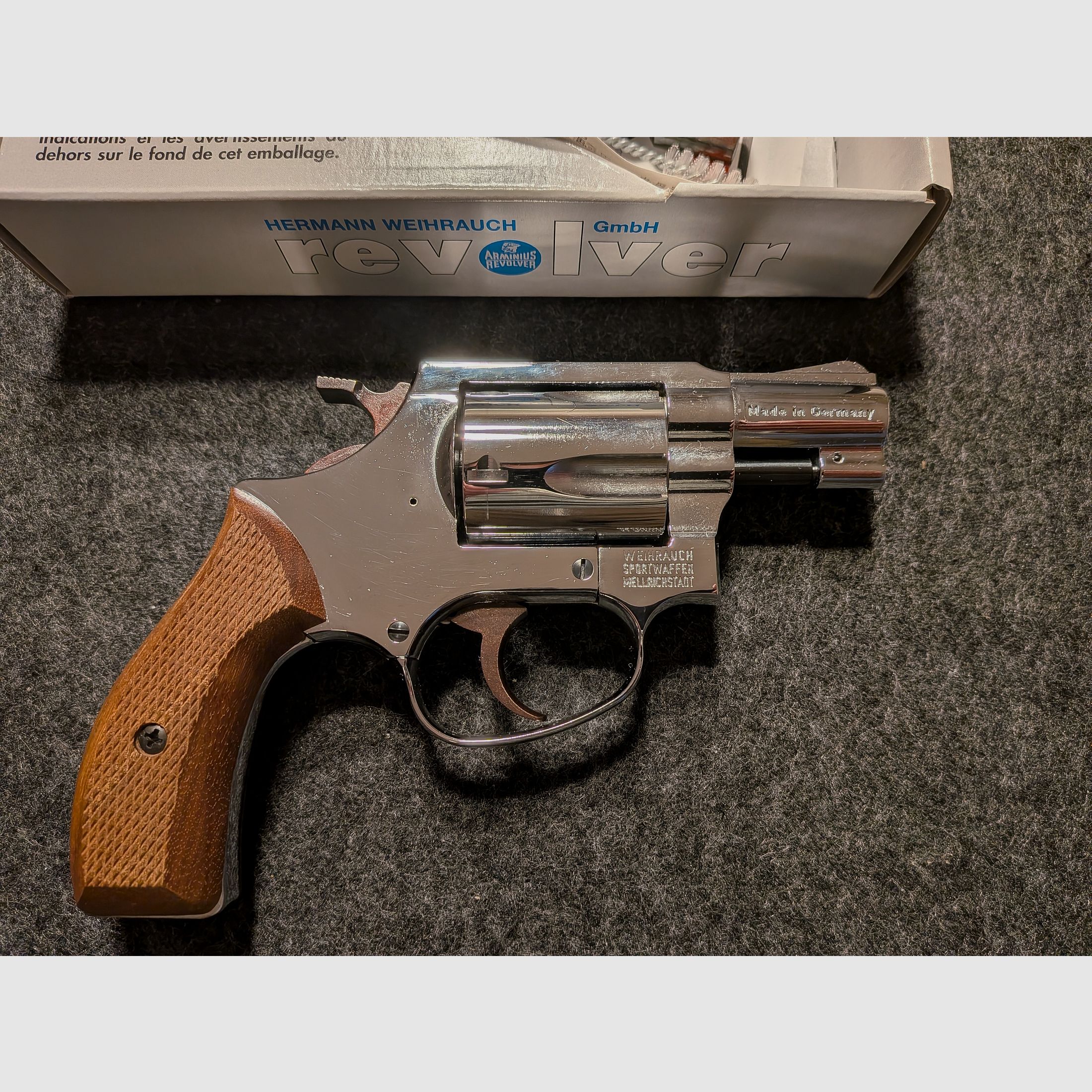 Weihrauch HW 37 Chrom PTB779 Kal.9mm R.Knall + Nowy + Rewolwer strzelający ostrzegawczo