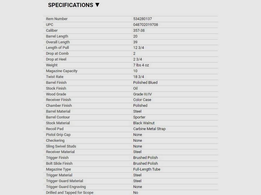 Winchester 1873 Competition Carbine High Grade Color Case .357 Mag. (MIROKU MANUFACTURE) In Stock