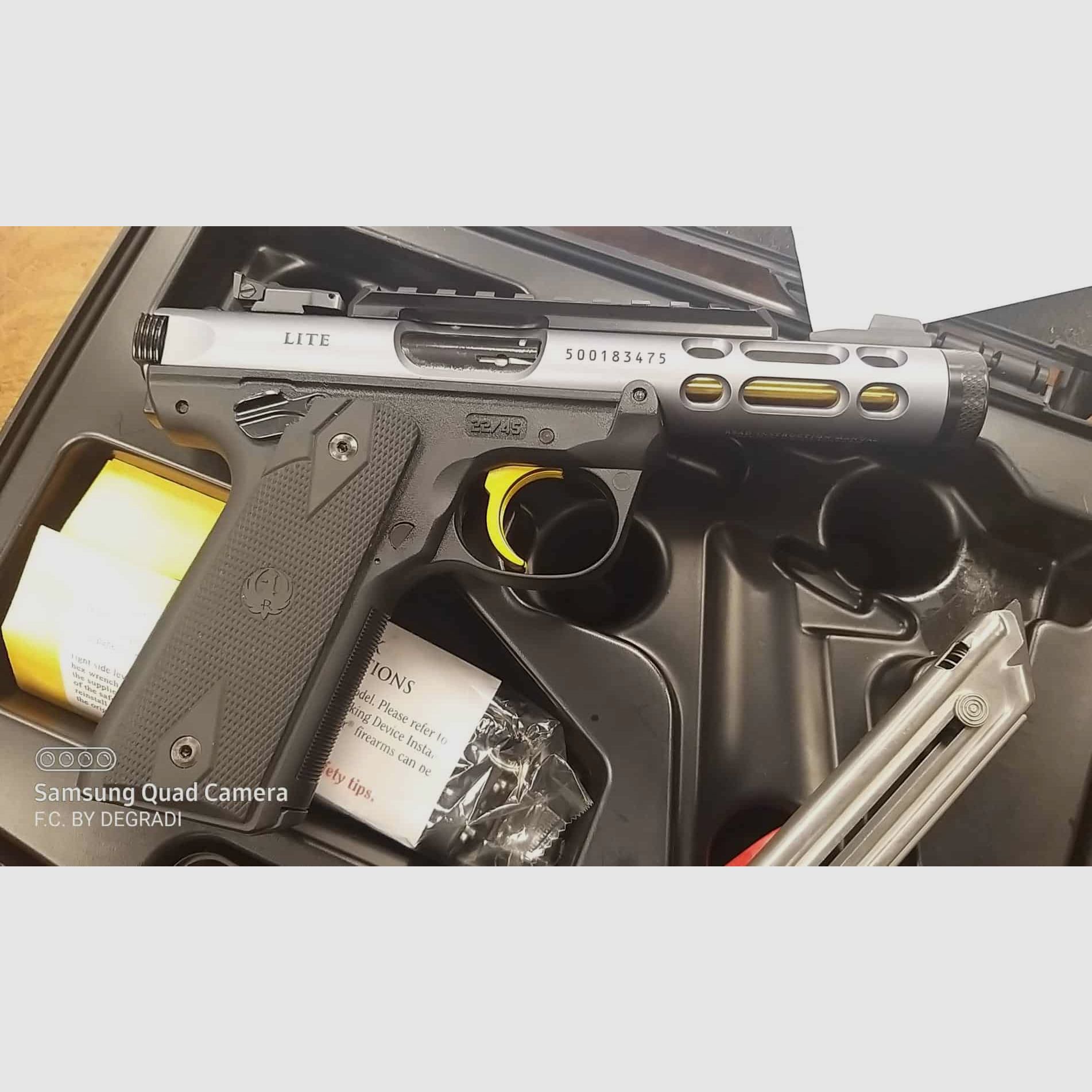 RUGER MARK IV 22/45 LITE GREY ANODIZED GOLD TRIGGER 22LR, image 3 of 4