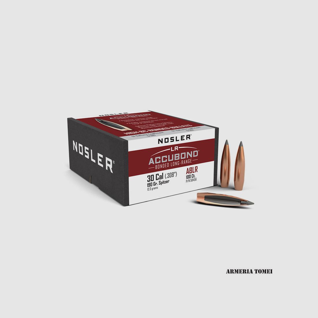 BULLE – NOSLER – LR ACCUBOND 30 Cal (.308″) ABLR 190gr Spitzer (12.3 grams) (100 pcs)