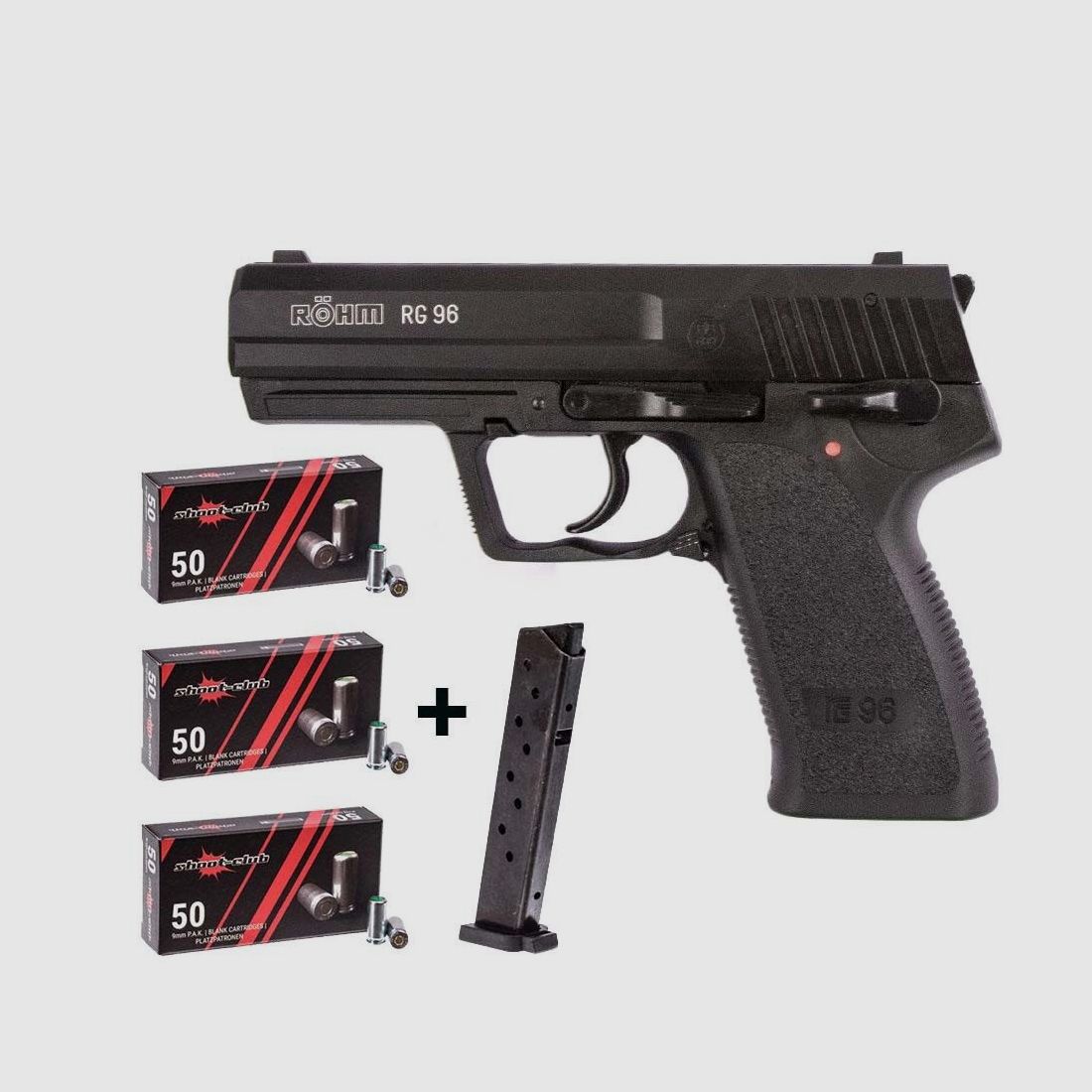 Röhm RG 96 Schreckschusspistole brüniert Platzpatronen-Set