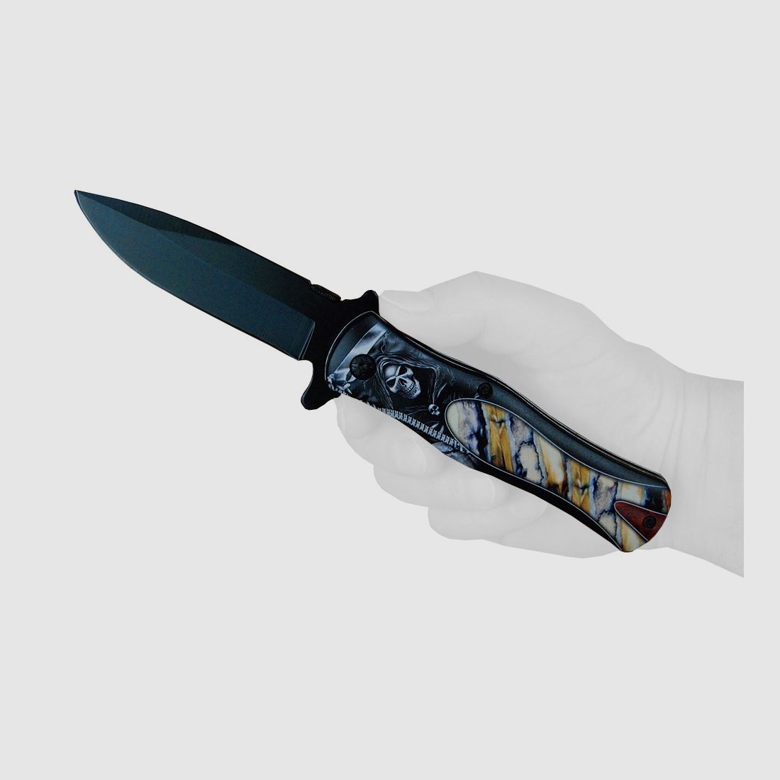 Spring-assisted pocket knife Reaper marble design with clip