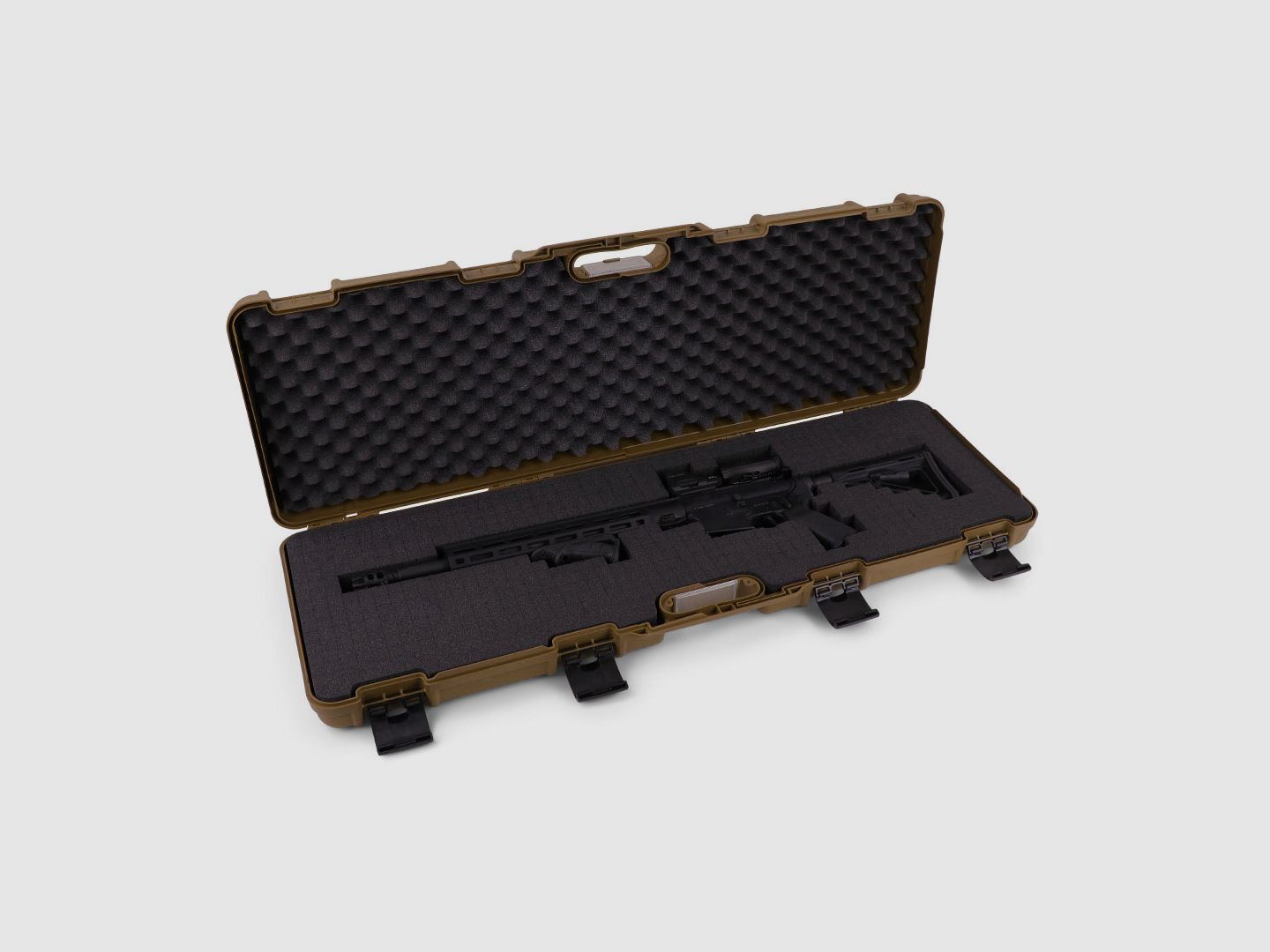 Housse de fusil d'hiver W10 103 cm pour 1 arme longue - plastique PP, 4 verrous push-pull, grille (Coyote)