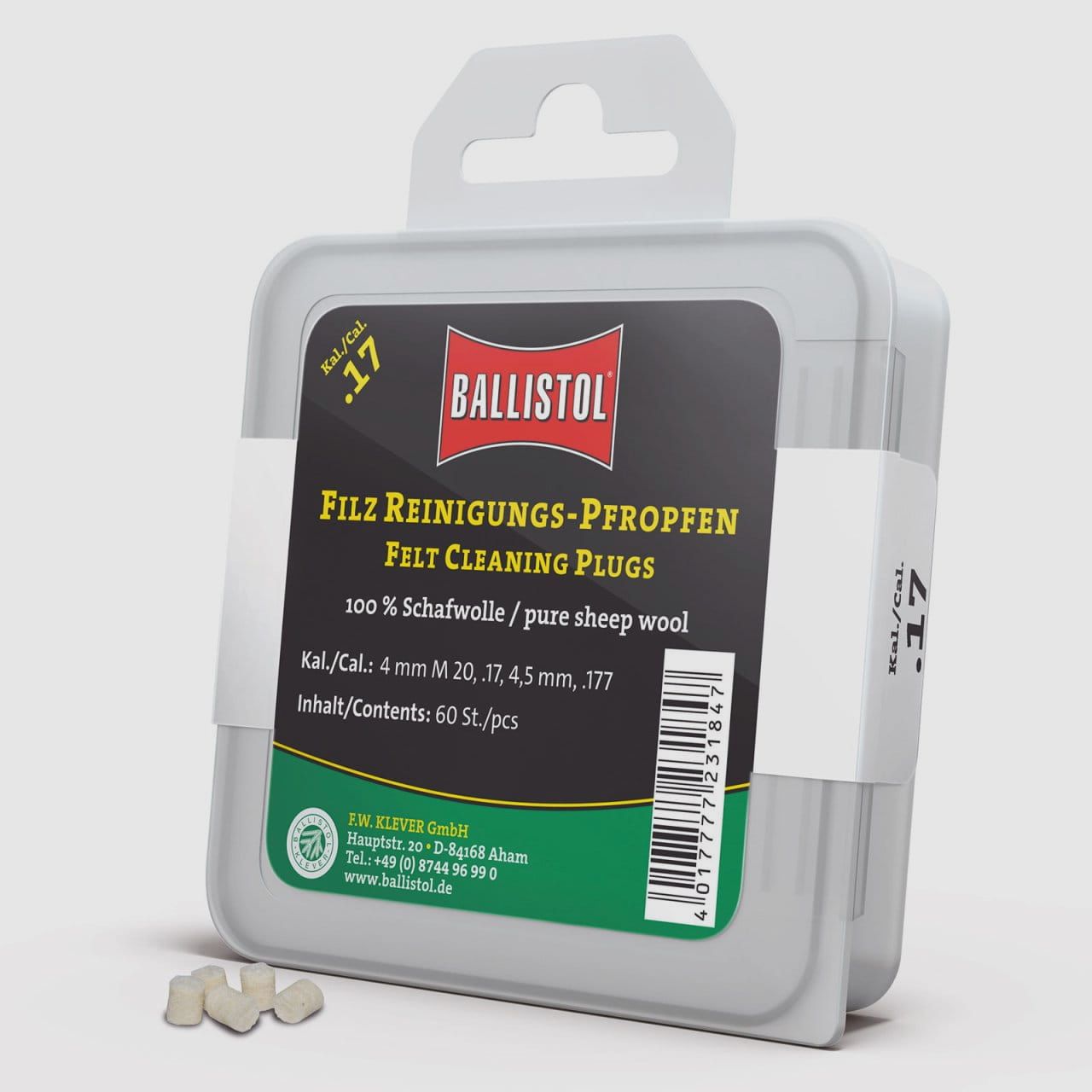 Ballistol felt cleaning plugs classic caliber .17 - 60 pcs.