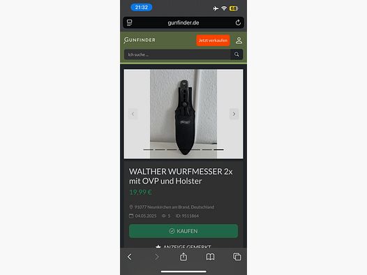 Wurfmesser WALTHER 2x mit Holster