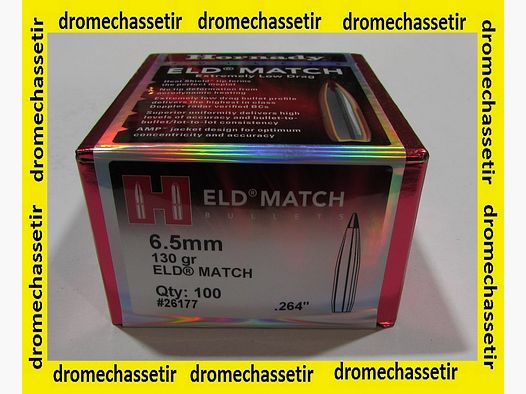 boite de 100 ogives Hornady , cal 6,5mm(0.264&Prime;), 130 grs ELD Match, ref 26177