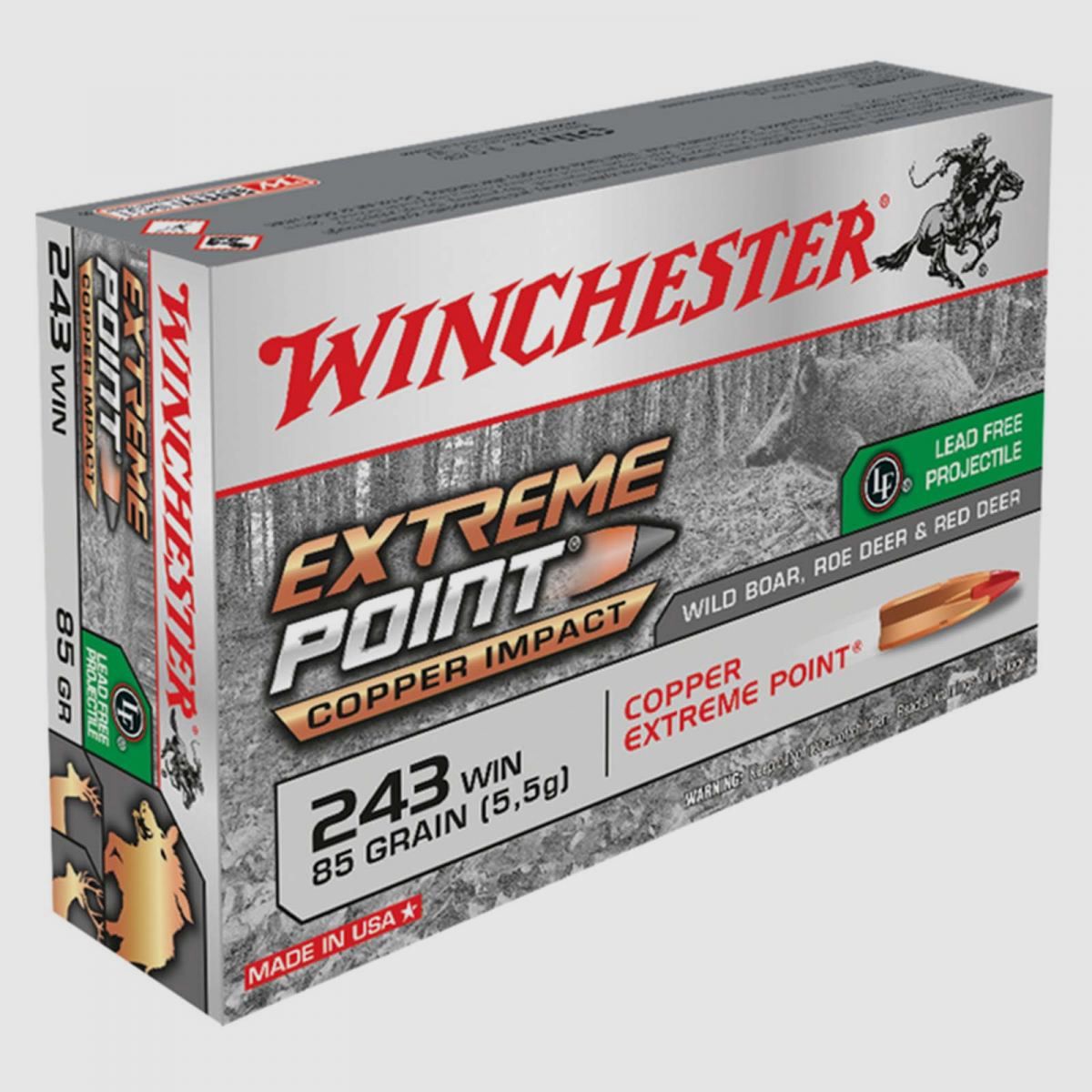 Winchester Extreme Point .243 Win. 85GR Copper Extreme Point 20 patronen