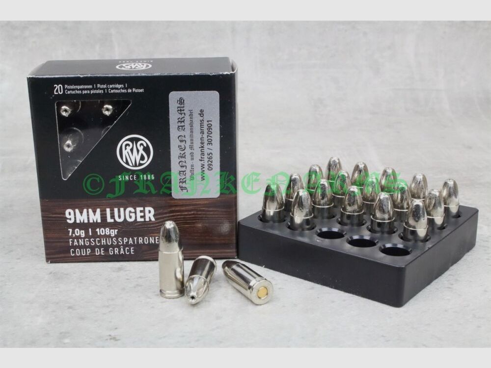 RWS 9mm Luger Fangschuss 108gr. 7,0g 20 Stück Staffelpreise