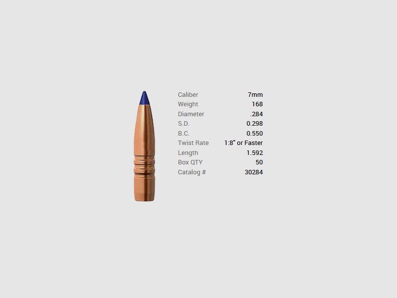 Barnes Geschoss 7mm/.284 168GR Long-Range X BT 50 Stück