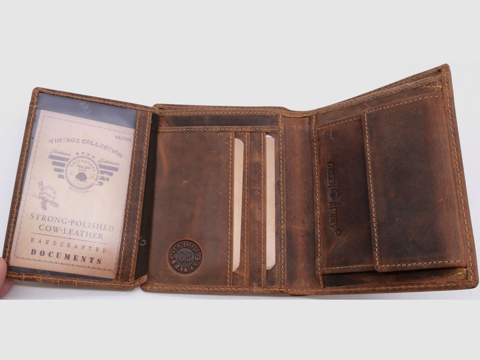 Greenburry Leder Geldbörse braun Vintage Animal Collection Wildschweinkopf 1701-Wild Boar-25