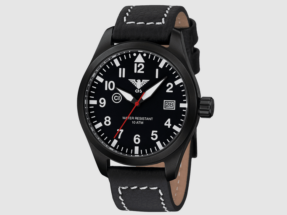 KHS Airleader Black Steel Tactical Watch