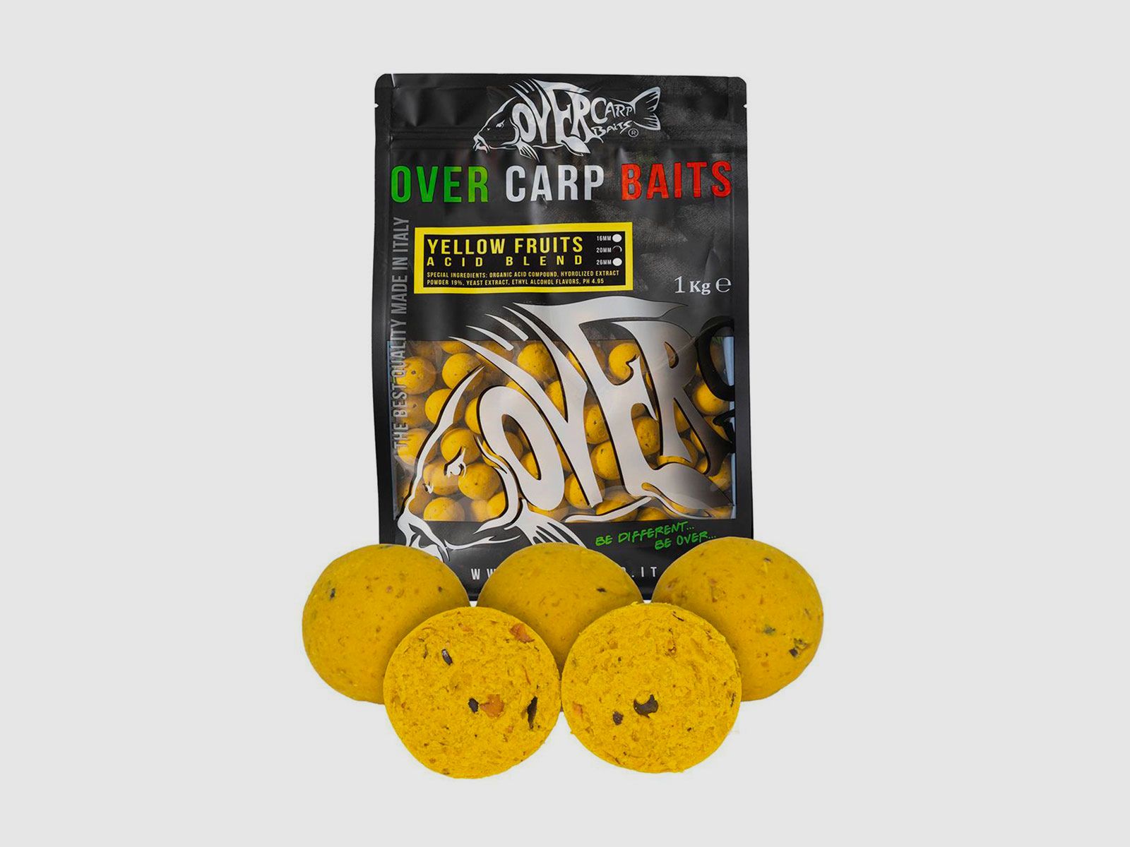 OVER CARP BAITS – BOILIES AFFONDANTE Yellow Fruits Acid Blend 1kg 20mm
