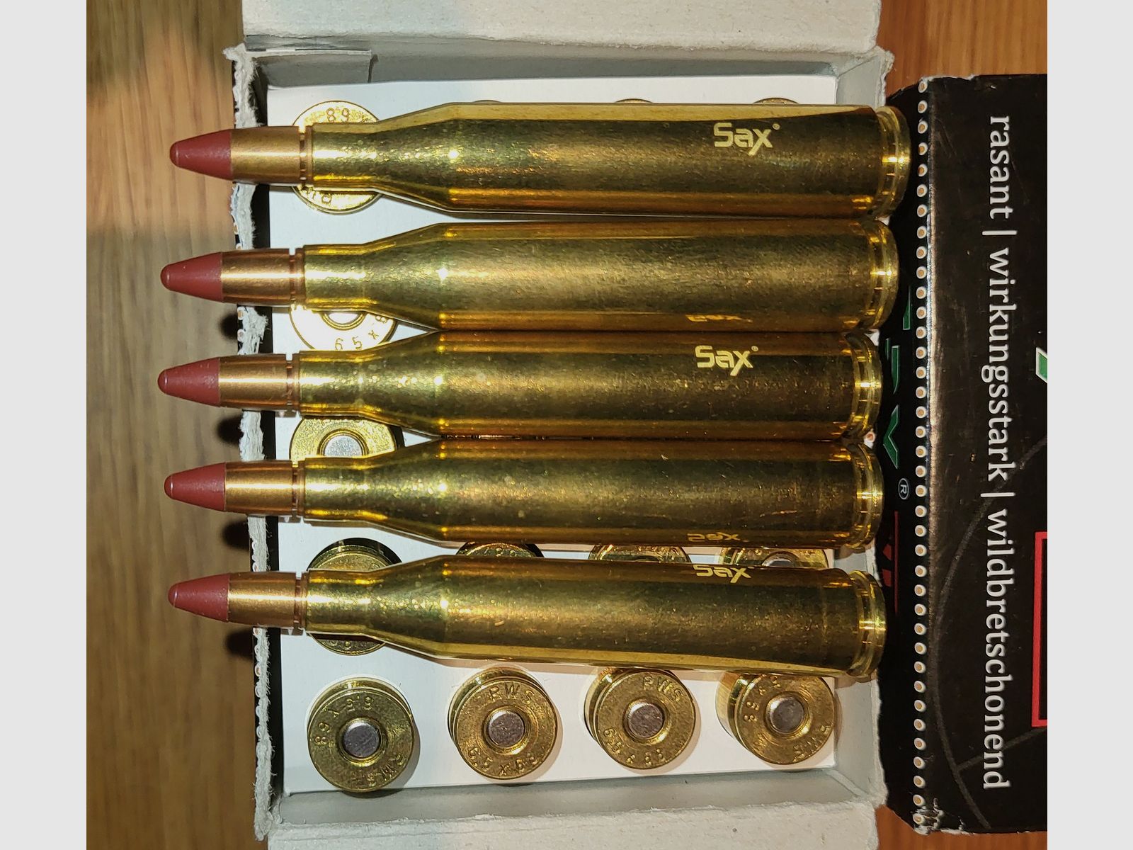 45 disparos 6,5x68 KJG-SR SAX/RWS sin plomo