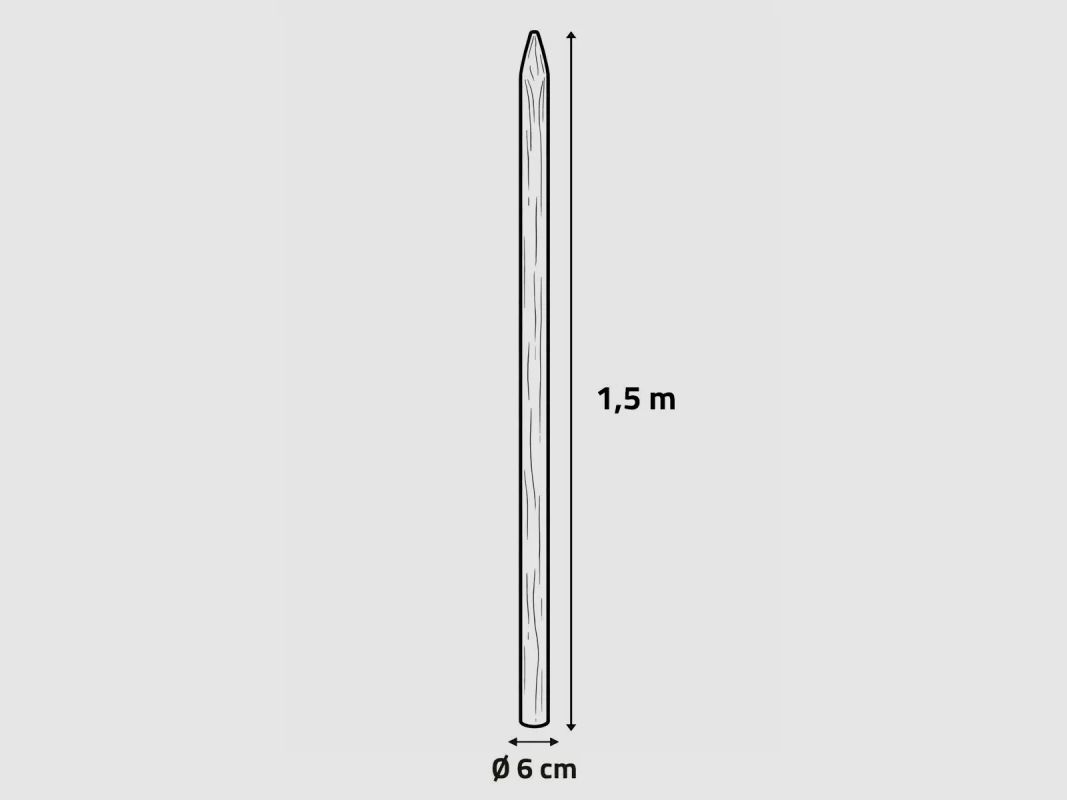 20 Pfähle aus gefrästem Kastanienholz - Ø6cm x 1,5m - PEFC-zertifiziert, Bild 6 von 7