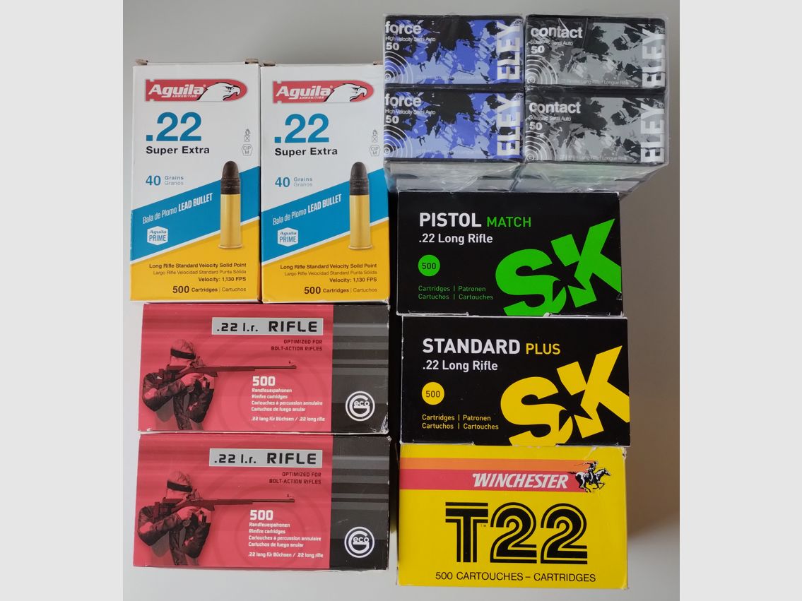 22LR 4500 Patronen: Eley, SK, Geco, Winchester, Aguila