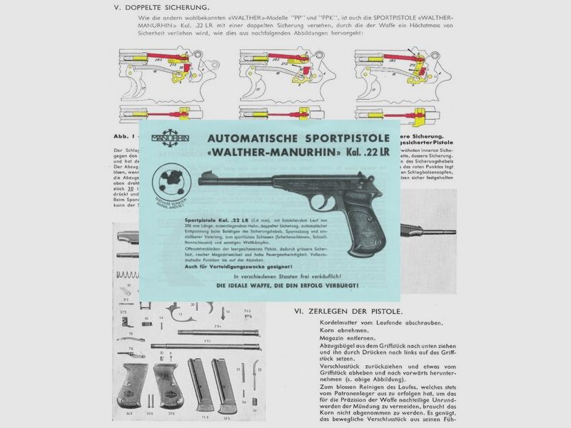 Nachdruck Bedienungsanleitung Pistole Walther PP Sport